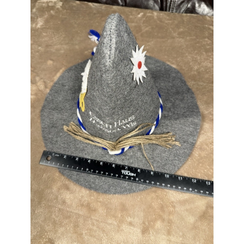 Essen Haus Gray Felt Pointed Hat Oktoberfest Masquerade One Size Z-EHR-H643 - Picture 7 of 11